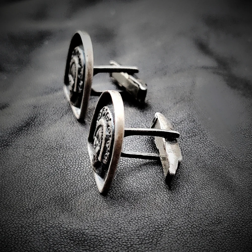 Rare Vintage Mexican Sterling God Cufflinks